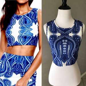 NWT Missguided Blue Porcelain Crop Top